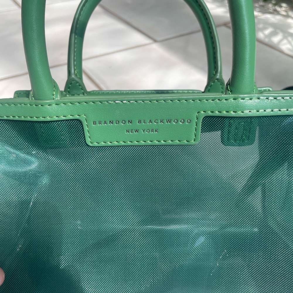 Brandon Blackwood Arlen Bag Green Mesh Vegan Leather Top Handle Crossbody - Picture 12 of 12